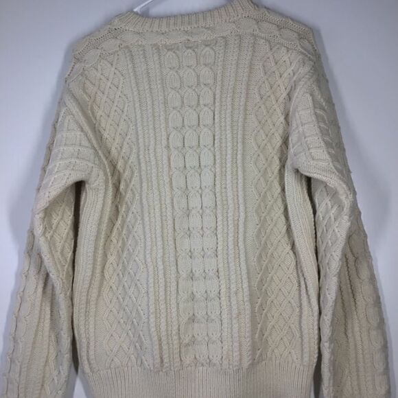 Tory Burch Cream Ivory Cable Knit Wool Fringe Pullover Sweater Women’s Size M - Picture 10 of 16